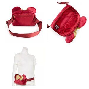 NEW W TAG Disney's Minnie Mouse Quilted Bow Detailed Velvet Waist Pack Belt Bag